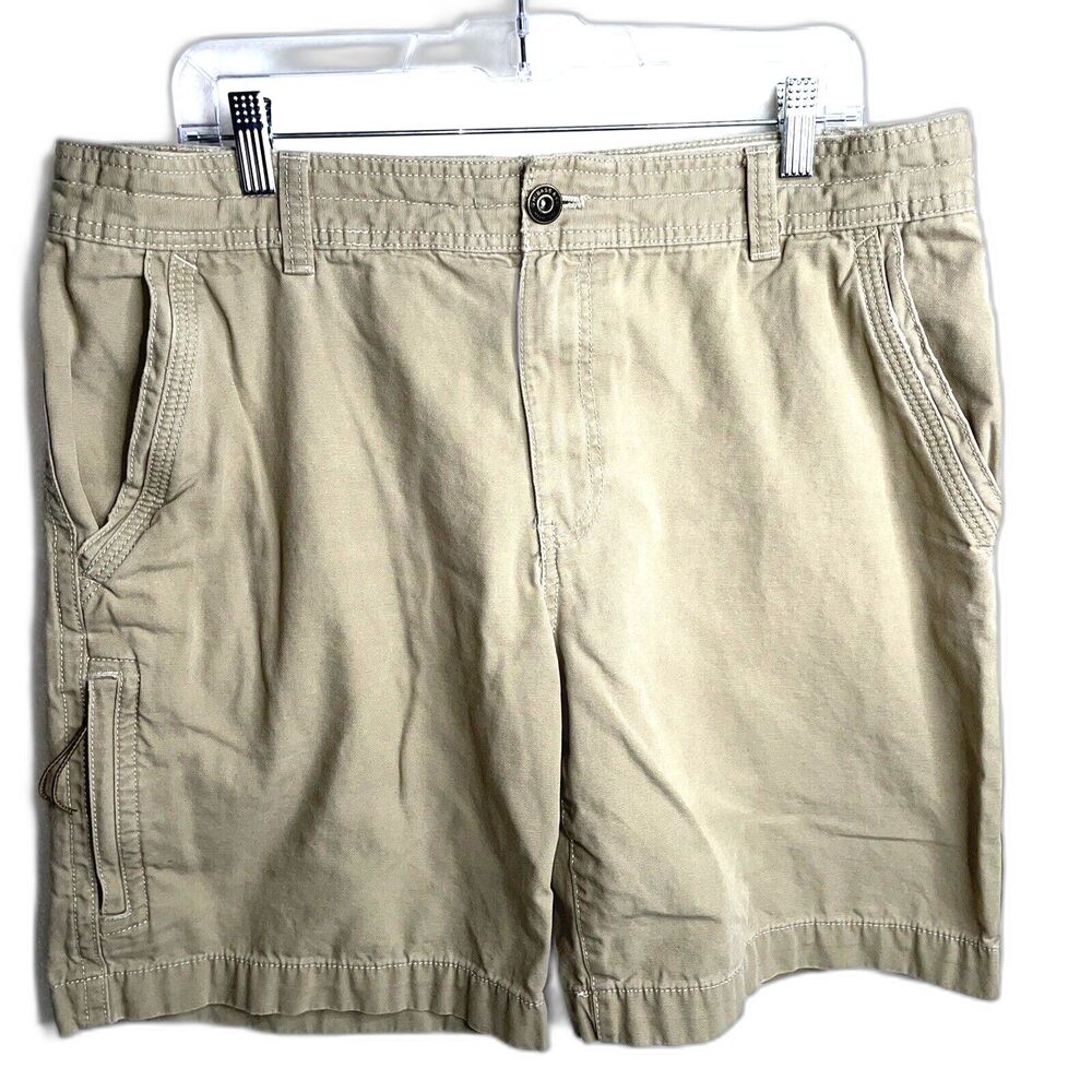 Bass Mens Shorts Size 36 Tan Bermuda Fishing Hiking Cargo Casual Comfy Flat Fron